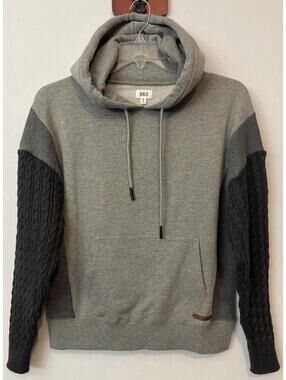 BKE Womens Medium Gray Pullover Cotton Knit Blended Hooded Sweatshirt! A2604